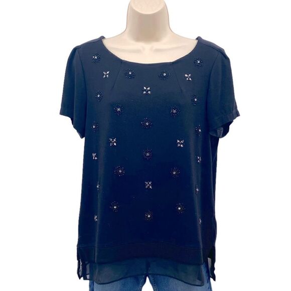 WHBM Beads & Bling Black Knit Top Size M - Picture 2 of 8